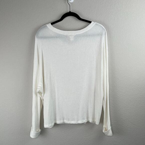 Caslon Dolman Sleeve Ribbed Knit V-Neck Baggy Oversized Fit White Sweater Large - Picture 13 of 13